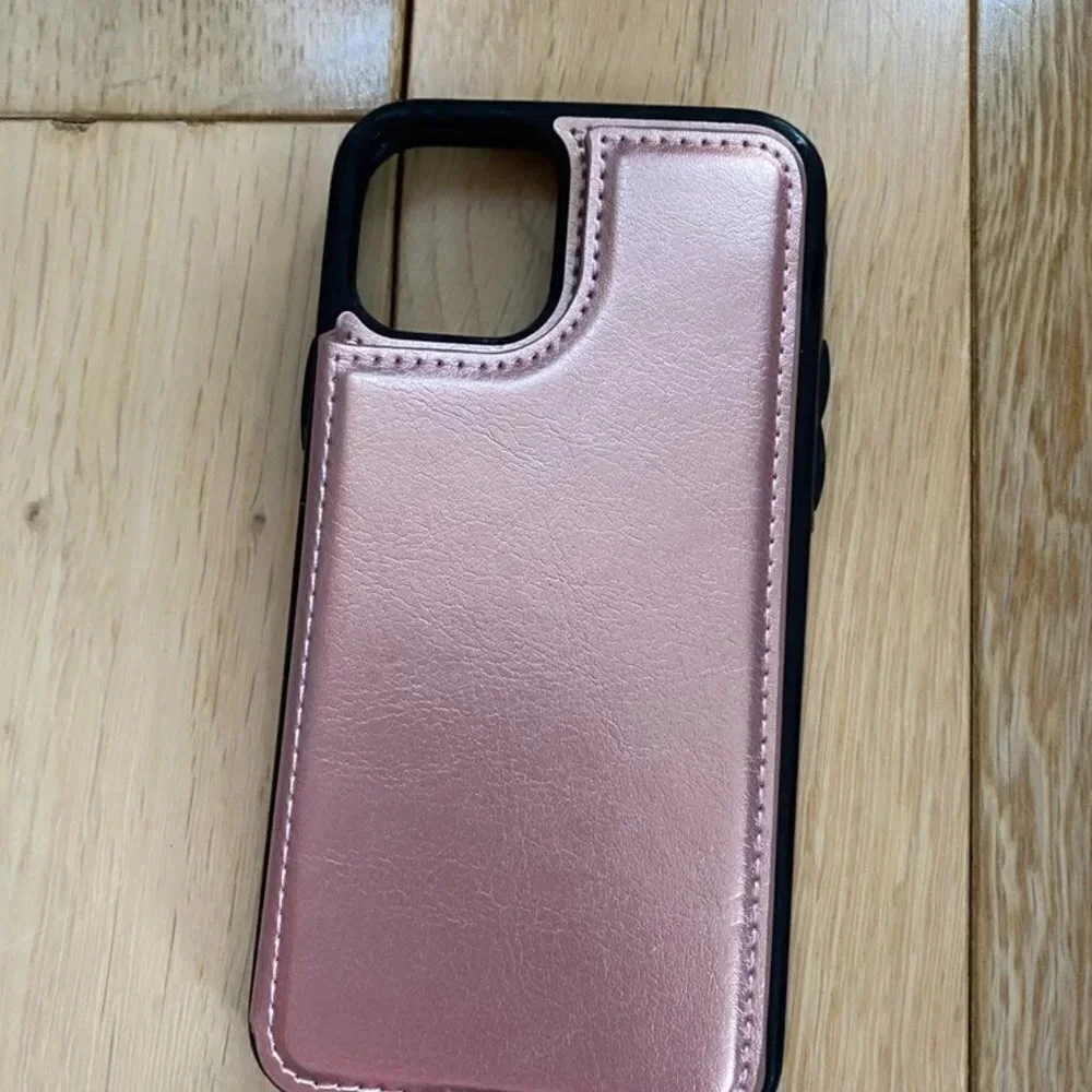 Metallic Pink Cellphone Case iPhone 11 Pro Wallet Case 5.8in